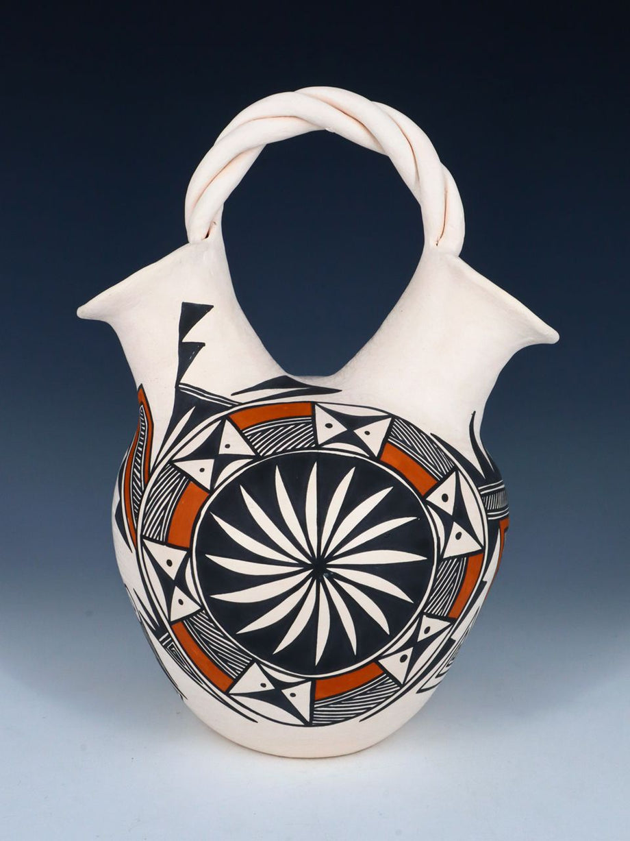Vintage Acoma Pueblo Pottery Wedding Vase with Braided Handle, Native  American Indian Arts Crafts
