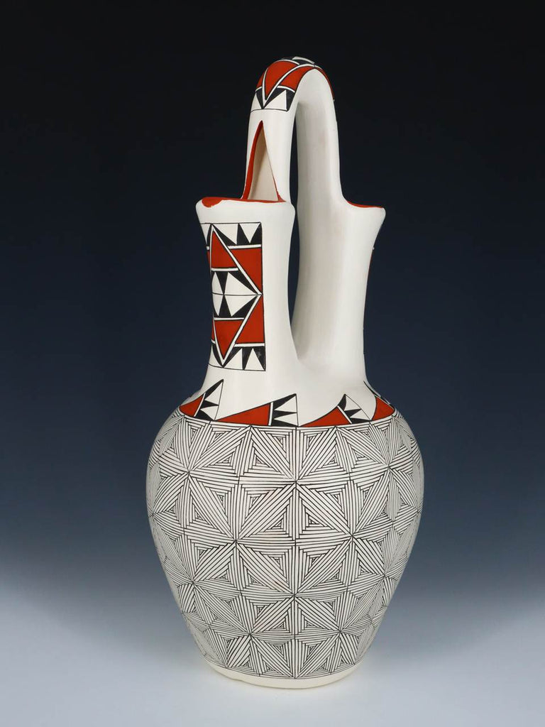 Large Acoma Pueblo Fine Line Design Pottery Wedding Vase - PuebloDirect.com