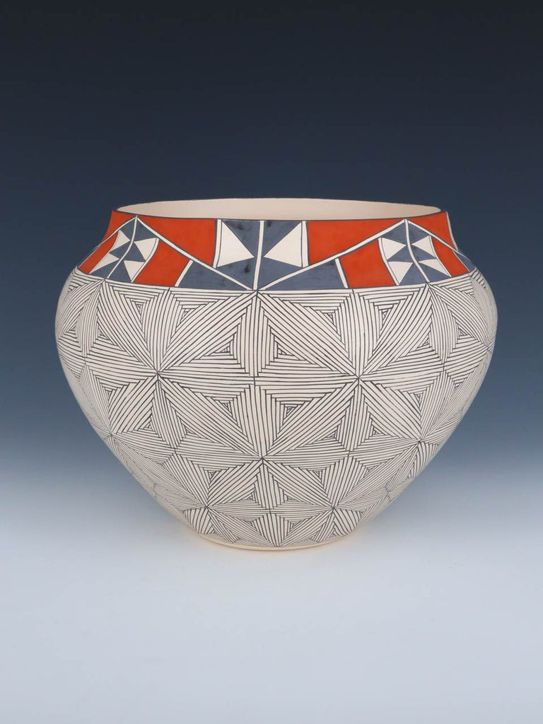 Acoma Pueblo Fine Line Design Pottery Bowl - PuebloDirect.com