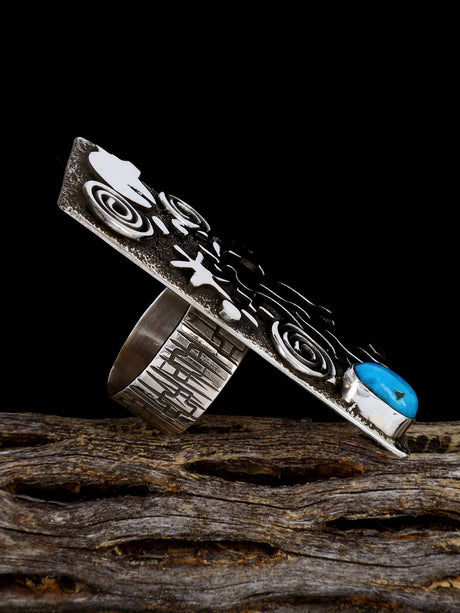 Navajo Turquoise Petroglyph Ring, Size 8 1/2 - PuebloDirect.com