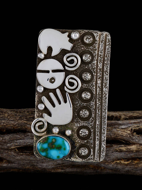 Navajo Sonoran Gold Turquoise Petroglyph Ring, Size 9 1/2 - PuebloDirect.com