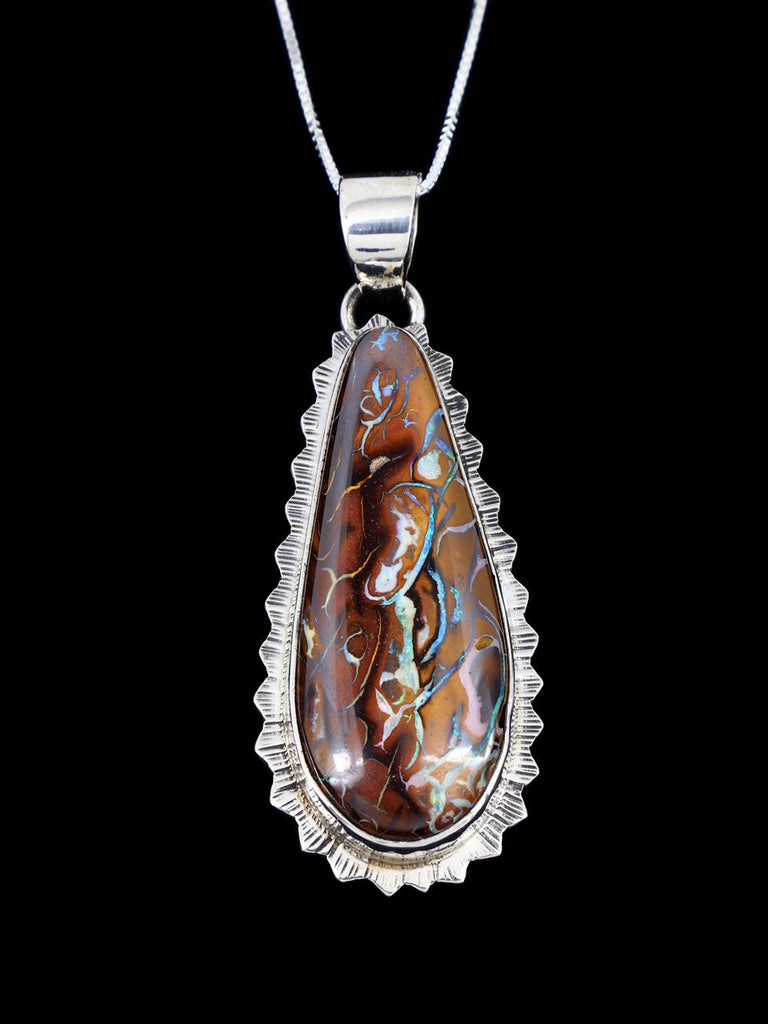 Navajo Sterling Silver Yowah Boulder Opal Pendant - PuebloDirect.com