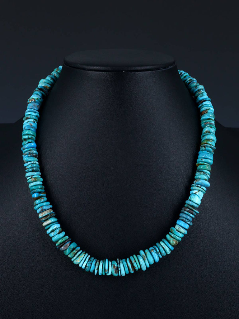 Navajo Single Strand Turquoise Disc Necklace - PuebloDirect.com