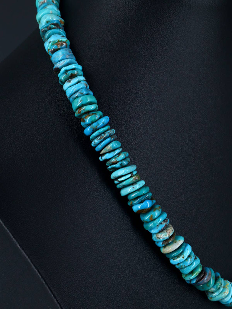 Navajo Single Strand Turquoise Disc Necklace - PuebloDirect.com