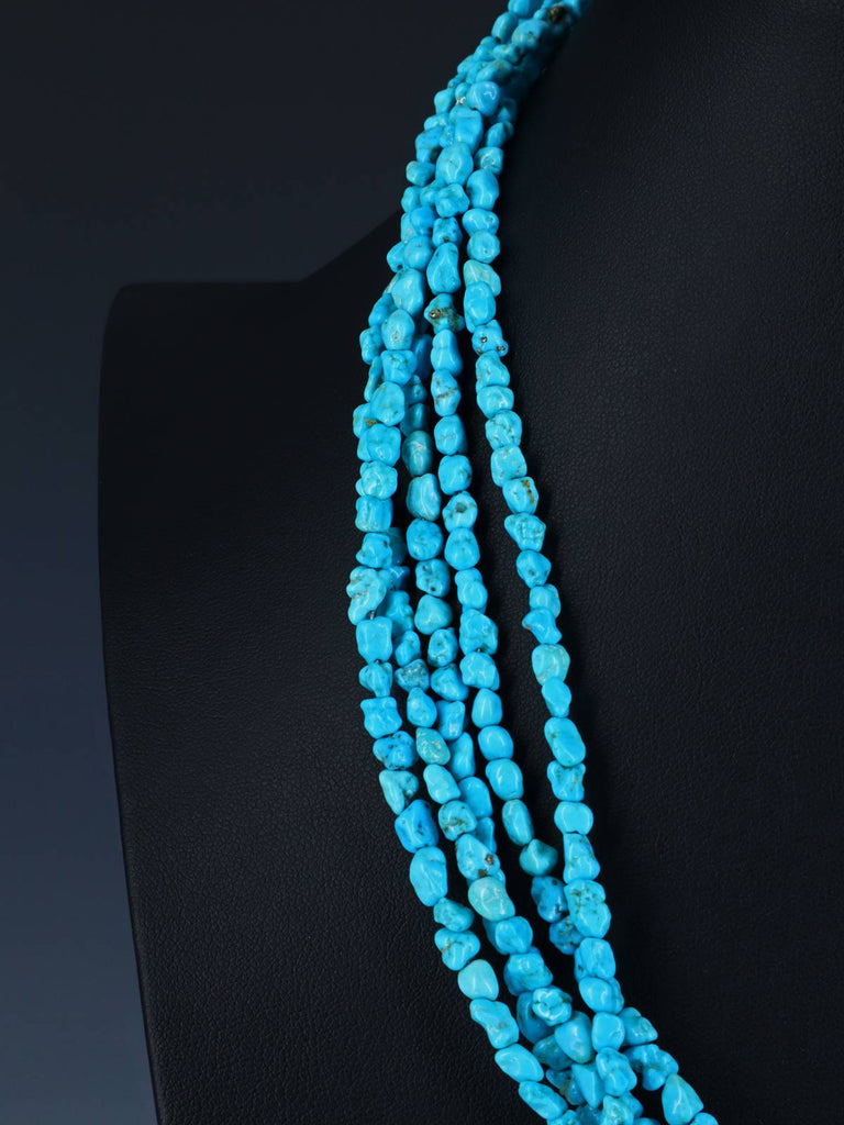 Navajo 20" Sleeping Beauty Turquoise Five Strand Necklace - PuebloDirect.com