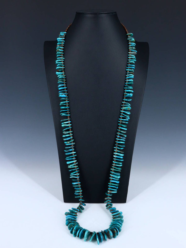 Navajo 41" Single Strand Turquoise Tab Necklace - PuebloDirect.com