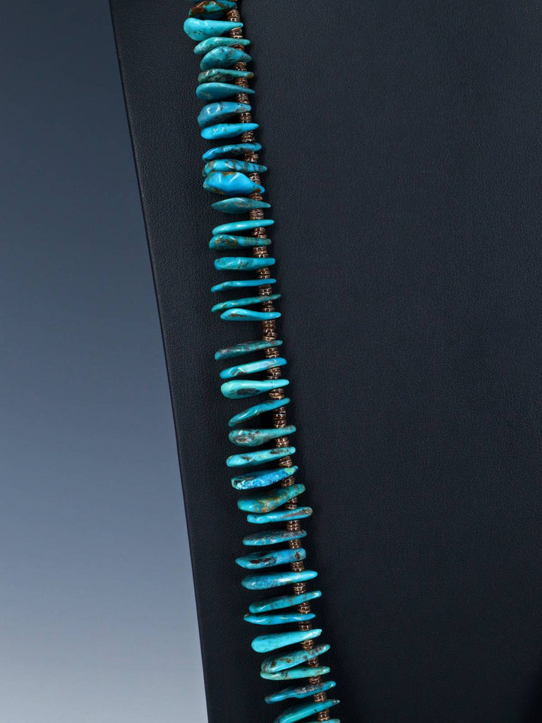 Navajo 41" Single Strand Turquoise Tab Necklace - PuebloDirect.com