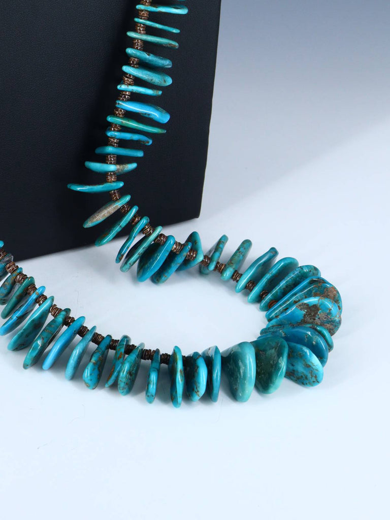 Navajo 41" Single Strand Turquoise Tab Necklace - PuebloDirect.com