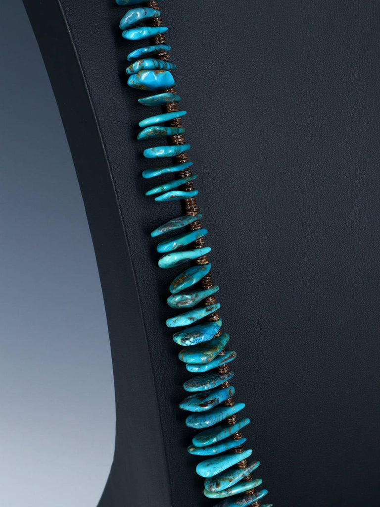 Navajo 41" Single Strand Turquoise Tab Necklace - PuebloDirect.com