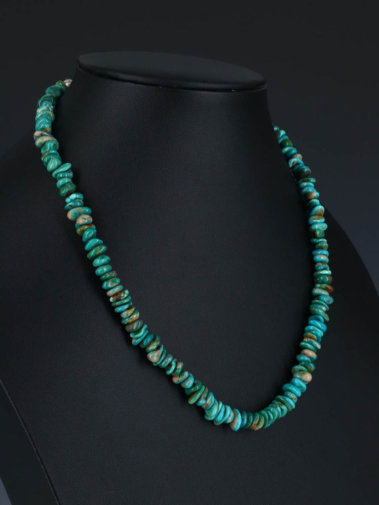 18" Native American Jewelry Single Strand Fox Turquoise Necklace - PuebloDirect.com