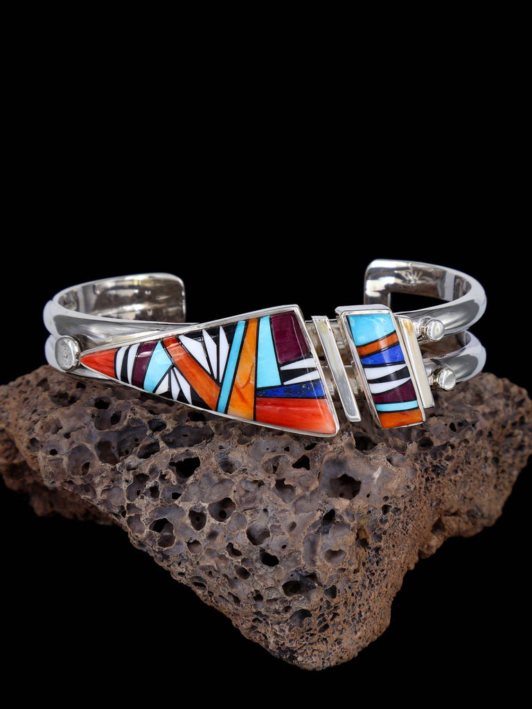 Native American Jewelry Multistone Inlay Cuff Bracelet - PuebloDirect.com