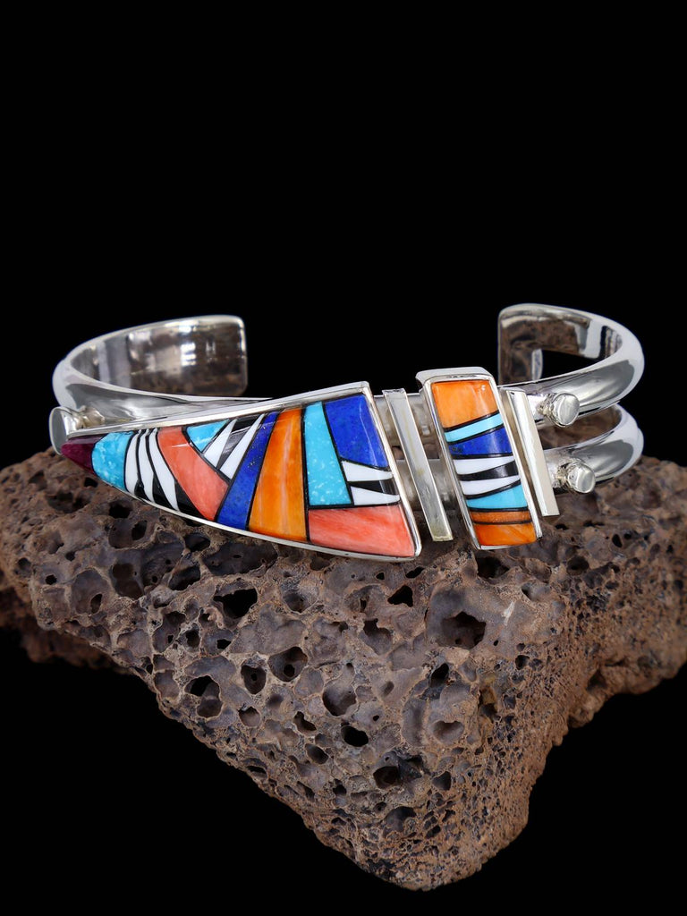 Native American Jewelry Multistone Inlay Cuff Bracelet - PuebloDirect.com