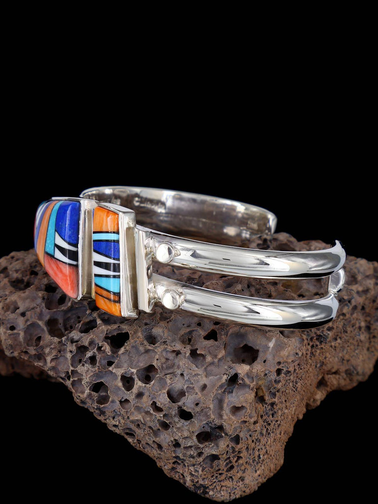 Native American Jewelry Multistone Inlay Cuff Bracelet - PuebloDirect.com