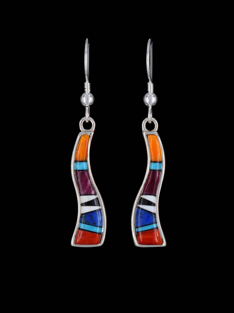 Native American Multi Stone Inlay Dangle Earrings - PuebloDirect.com