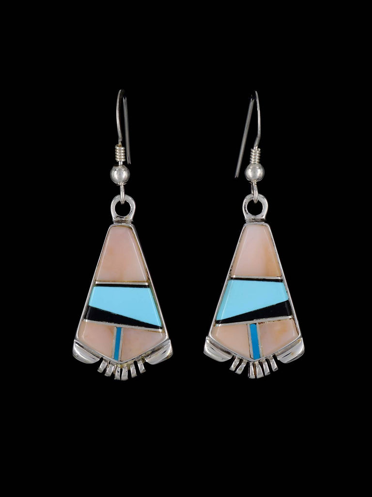 Pink Shell Navajo Inlay Dangle Earrings - PuebloDirect.com