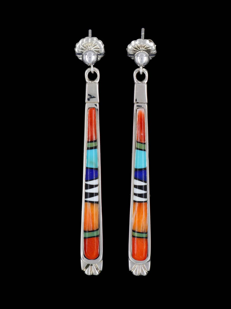 Native American Multi Stone Inlay Post Earrings - PuebloDirect.com