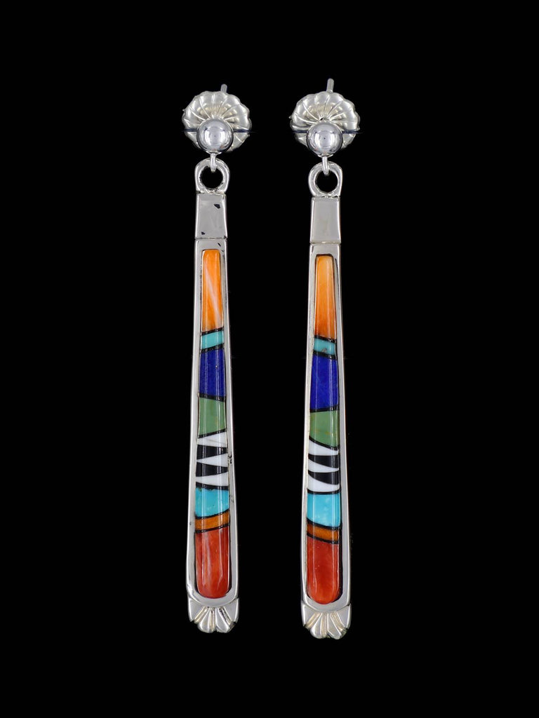 Native American Multi Stone Inlay Post Earrings - PuebloDirect.com