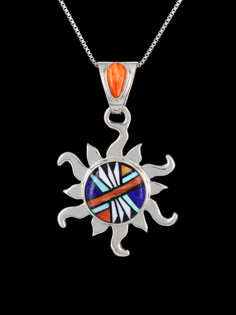 Native American Multi Stone Inlay Sun Pendant - PuebloDirect.com