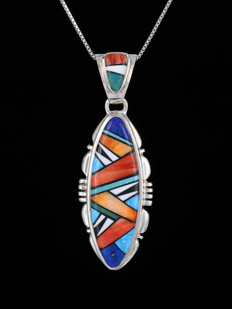 Native American Sterling Silver Multistone Inlay Pendant - PuebloDirect.com