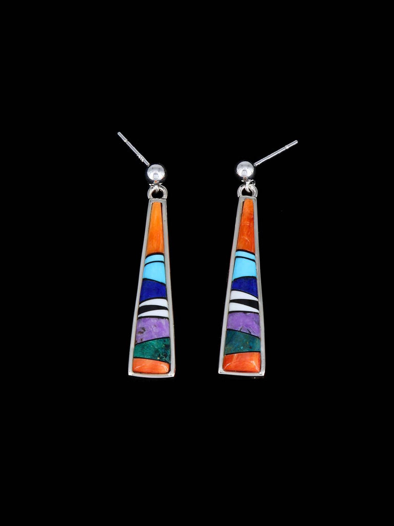 Navajo Multi Stone Inlay Sterling Silver Link Necklace Set - PuebloDirect.com