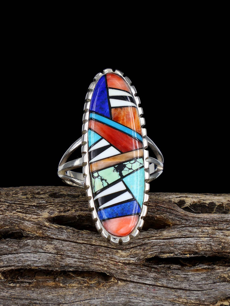 Navajo Multi Stone Inlay Ring, Size 7 1/4 - PuebloDirect.com