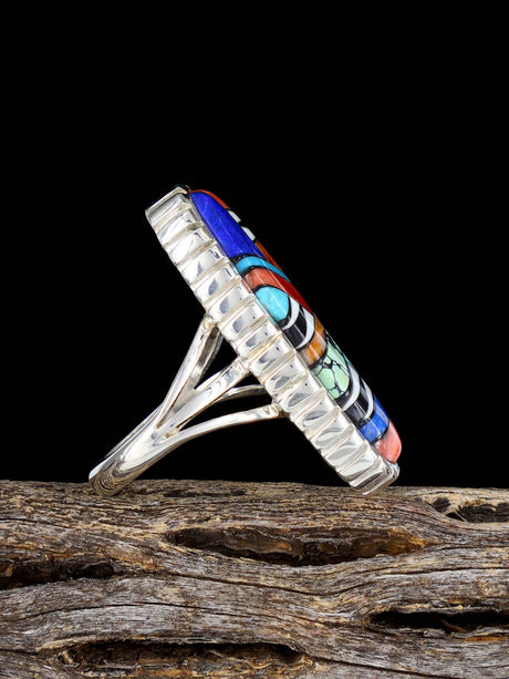 Navajo Multi Stone Inlay Ring, Size 7 1/4 - PuebloDirect.com