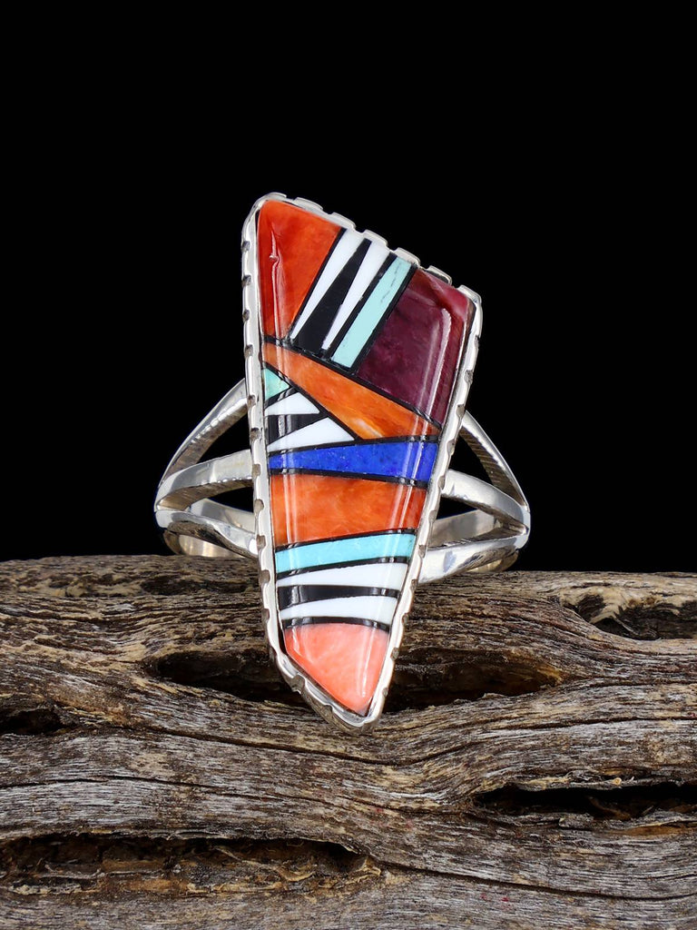 Navajo Multi Stone Inlay Ring, Size 7 3/4 - PuebloDirect.com