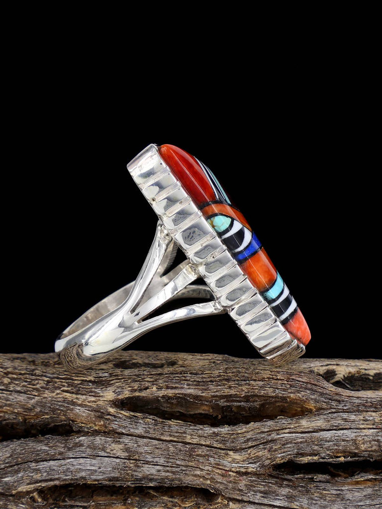 Navajo Multi Stone Inlay Ring, Size 7 3/4 - PuebloDirect.com