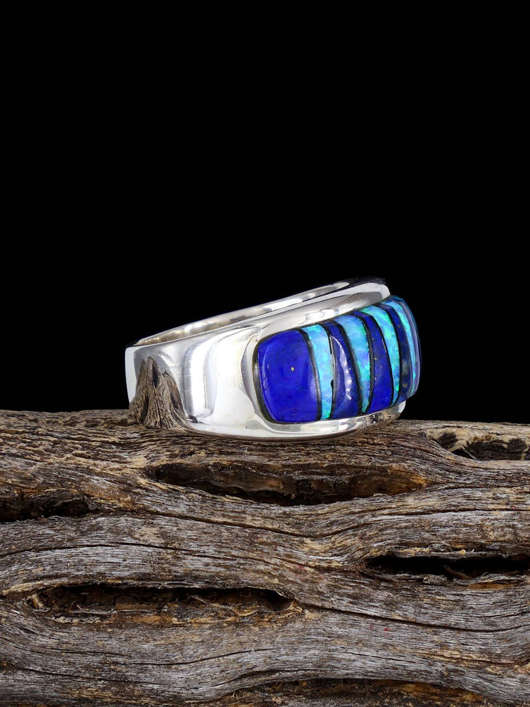 Lapis and Opalite Inlay Ring Size 9 - PuebloDirect.com