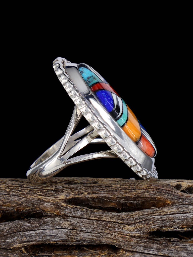 Navajo Multi Stone Inlay Ring, Size 8 1/4 - PuebloDirect.com