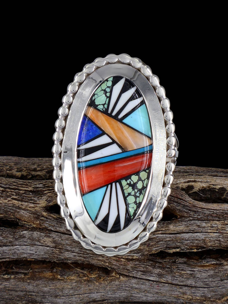 Navajo Multi Stone Inlay Ring, Size 7 1/2 - PuebloDirect.com