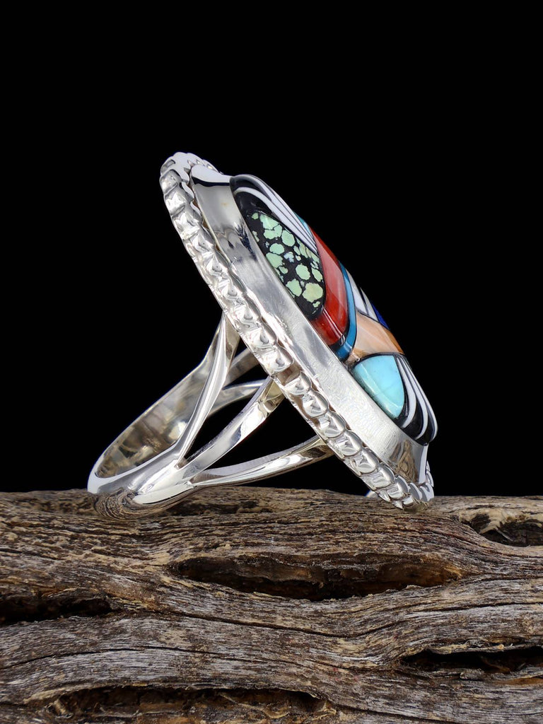 Navajo Multi Stone Inlay Ring, Size 7 1/2 - PuebloDirect.com