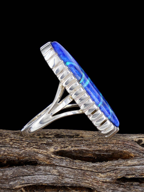 Navajo Lapis and Opalite Inlay Ring, Size 7 - PuebloDirect.com