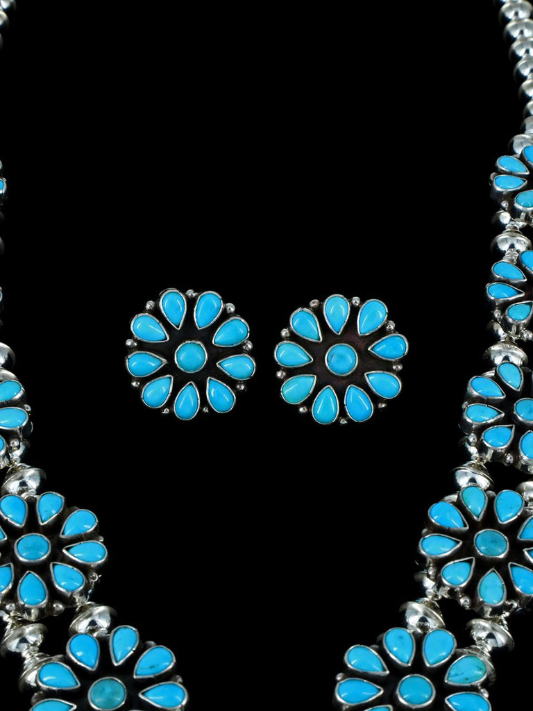 Native American Turquoise Squash Blossom Necklace Set - PuebloDirect.com