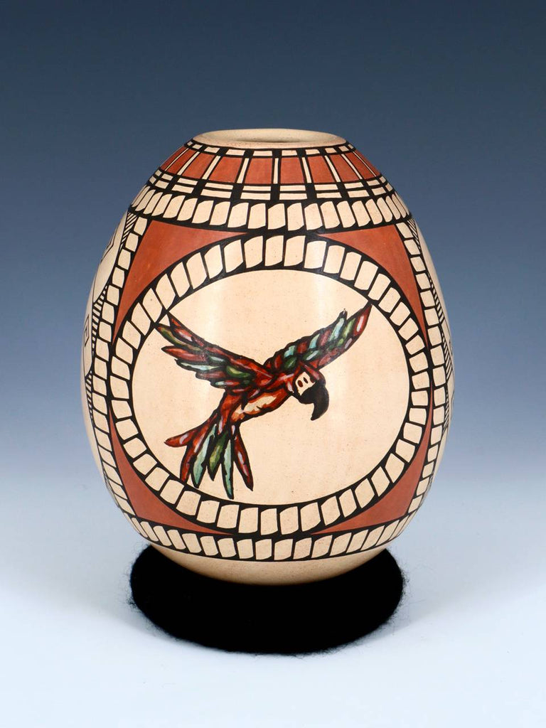 Mata Ortiz Hand Coiled Pottery Painted Parrot Vase - PuebloDirect.com