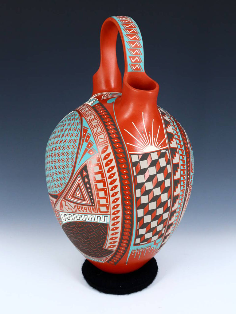 Large Mata Ortiz Hand Coiled Pottery Wedding Vase - PuebloDirect.com