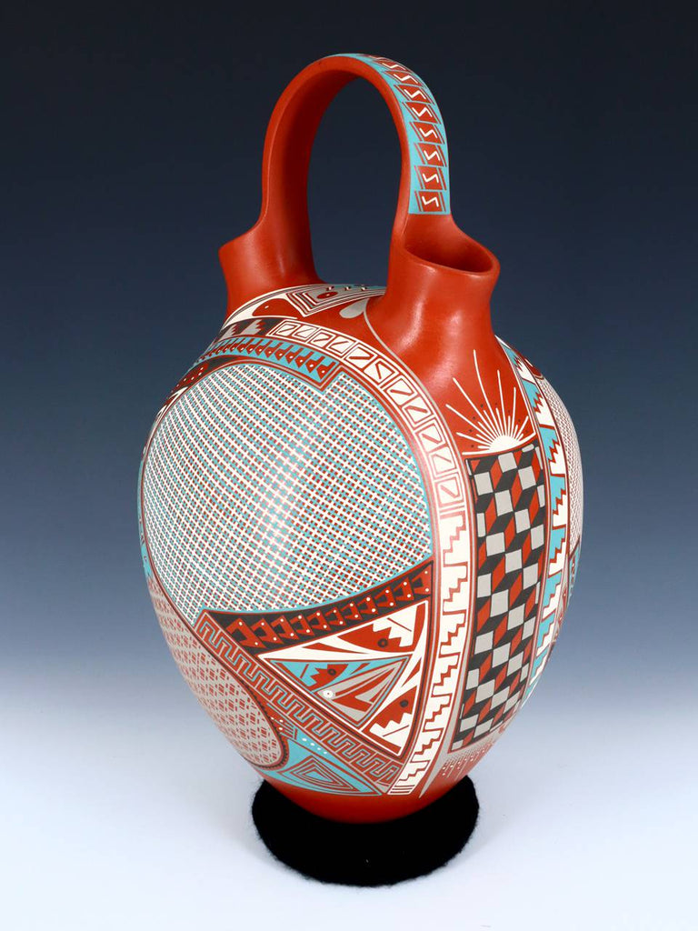 Large Mata Ortiz Hand Coiled Pottery Wedding Vase - PuebloDirect.com