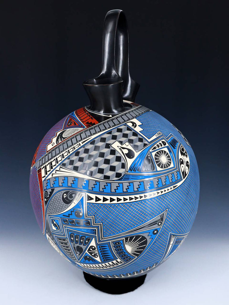 Large Mata Ortiz Hand Coiled and Painted Pottery Wedding Vase - PuebloDirect.com