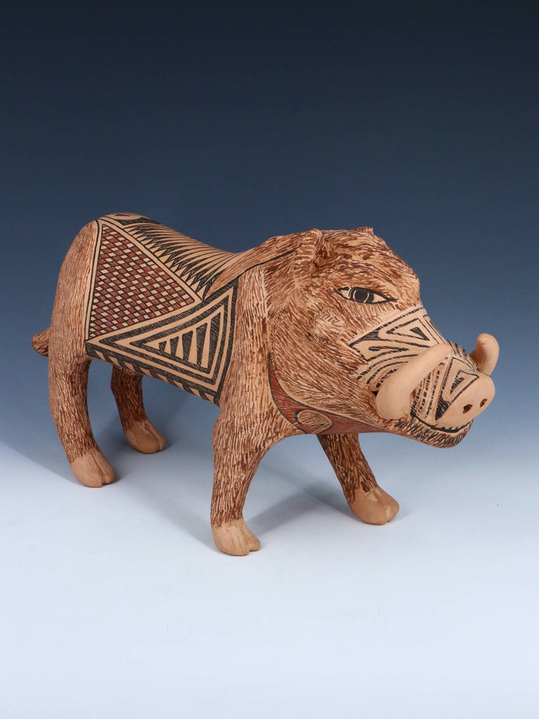 Mata Ortiz Hand Coiled Pottery Warthog Effigy - PuebloDirect.com