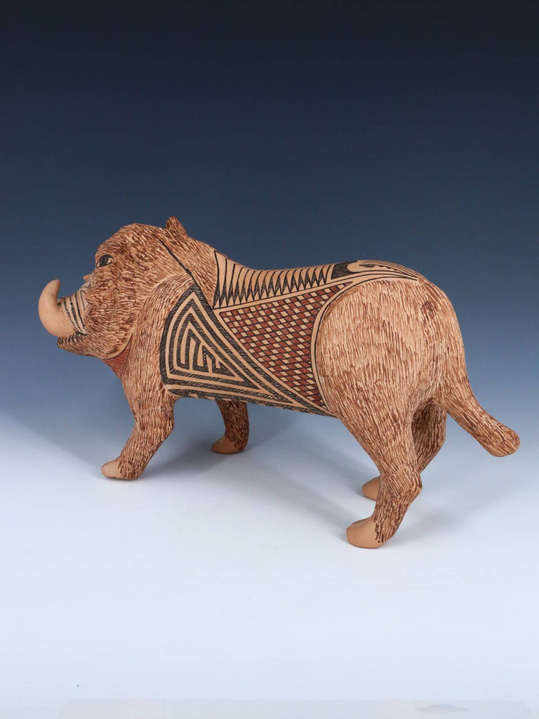 Mata Ortiz Hand Coiled Pottery Warthog Effigy - PuebloDirect.com