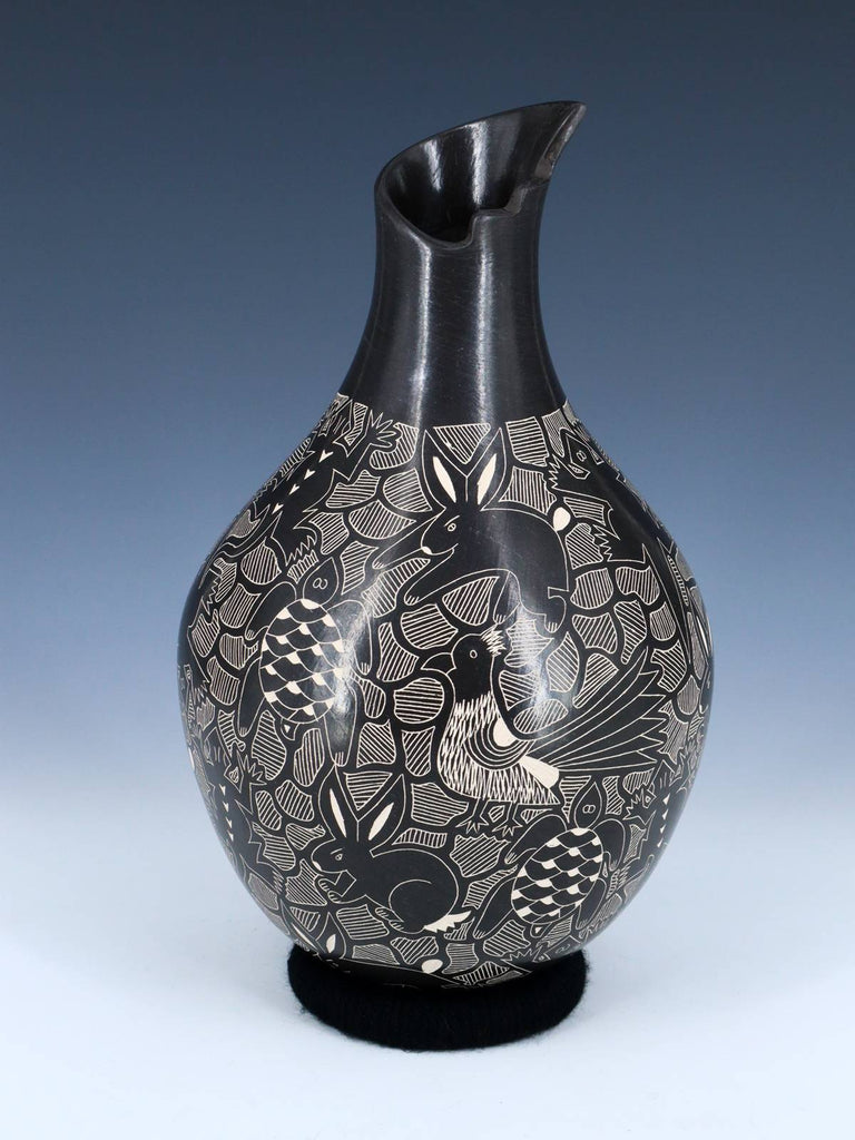 Hand Coiled Mata Ortiz Black Wildlife Pottery - PuebloDirect.com