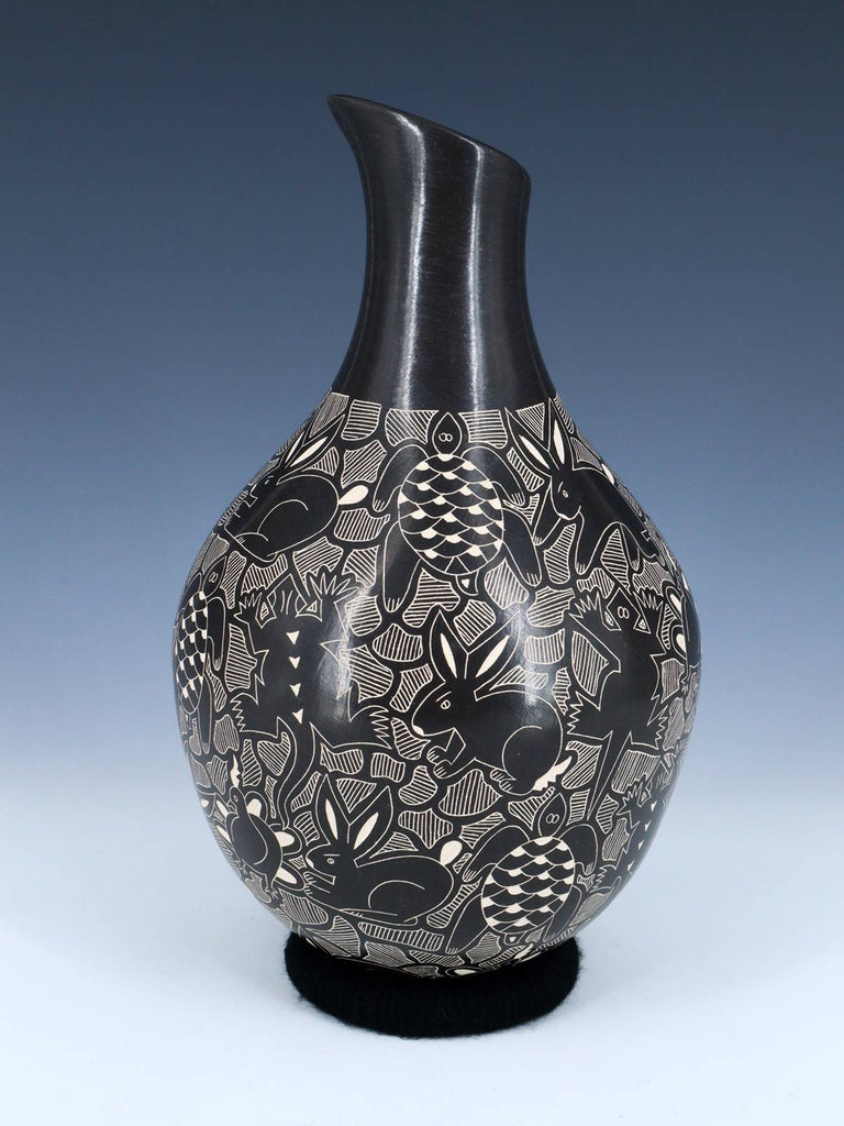 Hand Coiled Mata Ortiz Black Wildlife Pottery - PuebloDirect.com