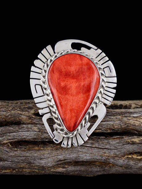 Sterling Silver Spiny Oyster Adjustable Ring, Size 8+ - PuebloDirect.com