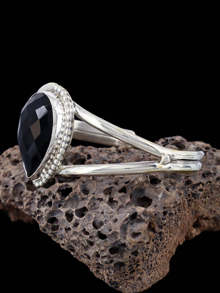 Native American Jewelry Faceted Onyx Cuff Bracelet - PuebloDirect.com