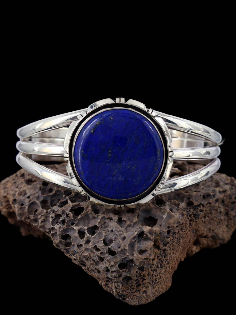 Native American Jewelry Lapis Sterling Silver Cuff Bracelet - PuebloDirect.com