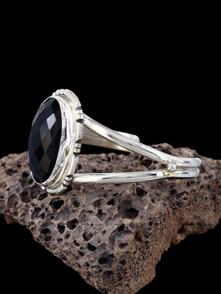 Native American Jewelry Faceted Onyx Cuff Bracelet - PuebloDirect.com