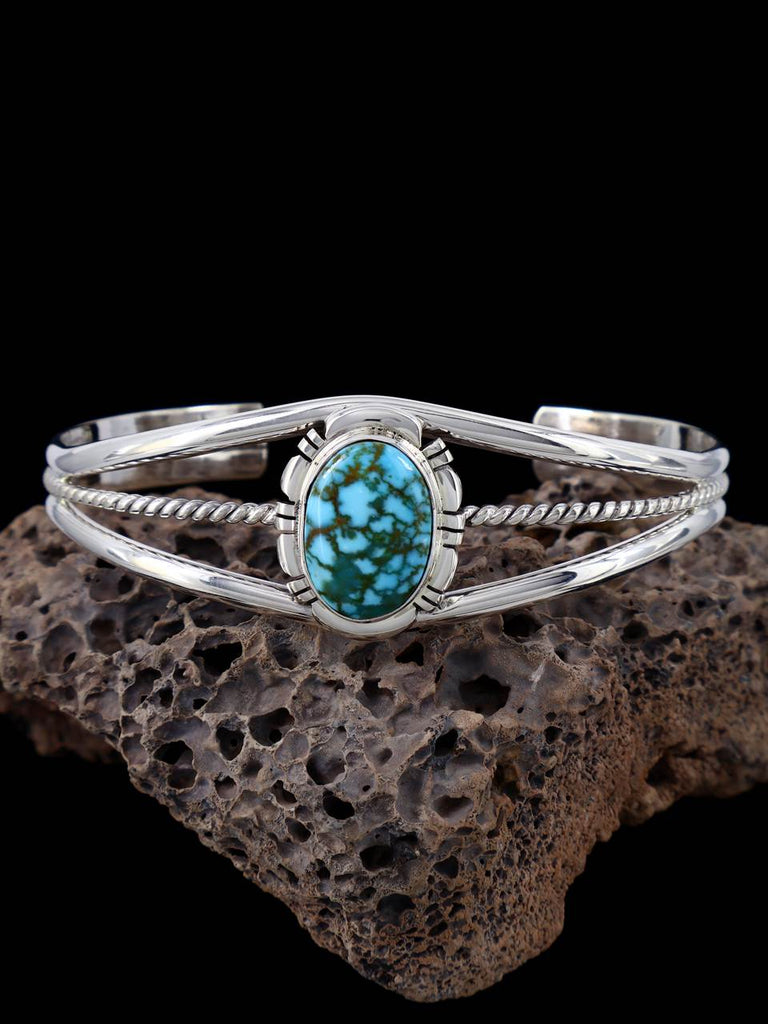 Native American Kingman Turquoise Sterling Silver Cuff Bracelet - PuebloDirect.com