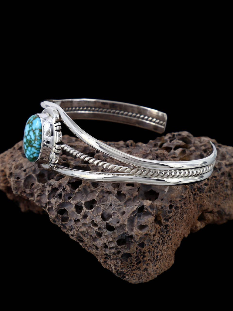 Native American Kingman Turquoise Sterling Silver Cuff Bracelet - PuebloDirect.com