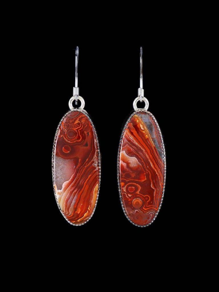 Native American Crazy Lace Agate Dangle Earrings - PuebloDirect.com