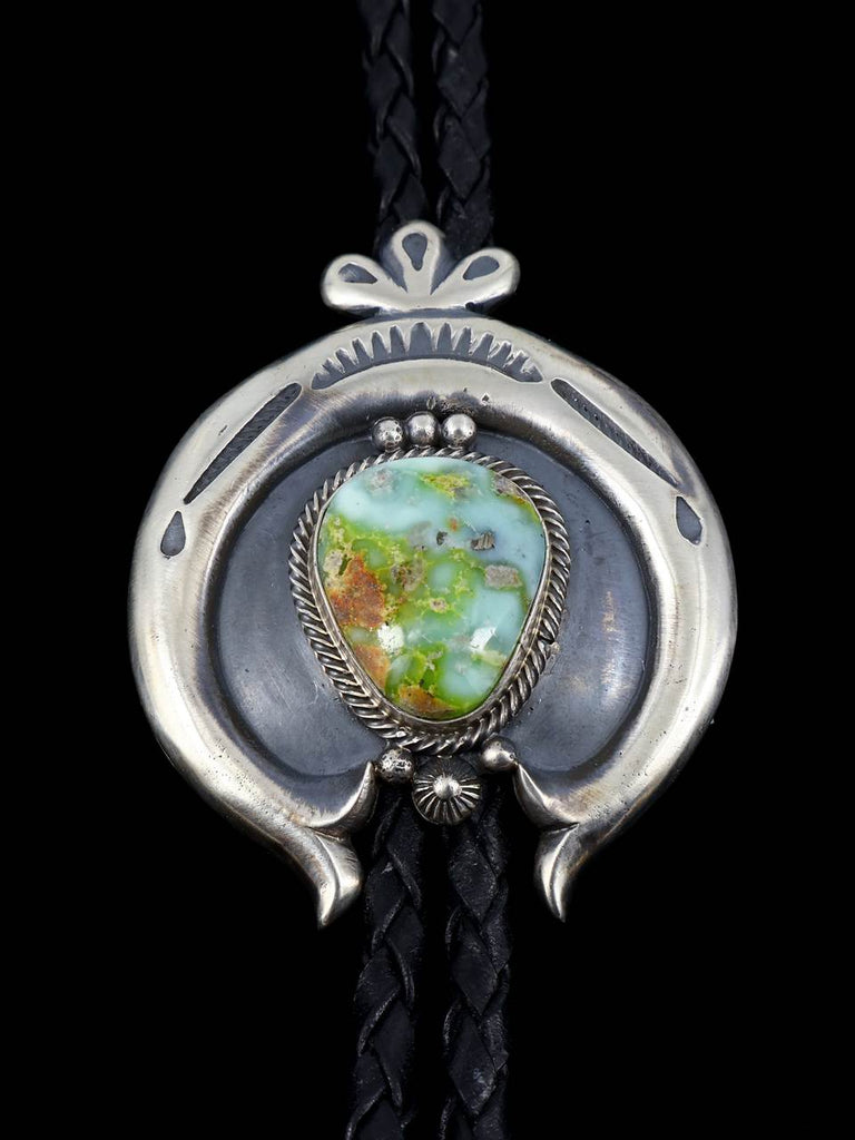 Native American Sterling Silver Sonoran Gold Turquoise Naja Style Bolo Tie - PuebloDirect.com